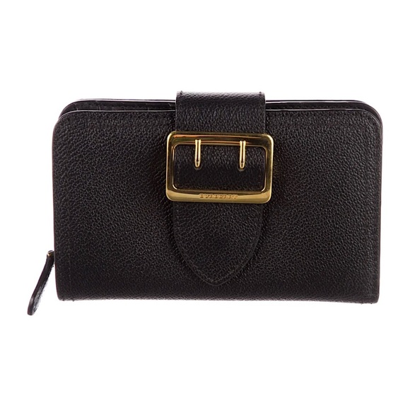 🔥Burberry Black Leather Compact Wallet - Picture 10 of 12